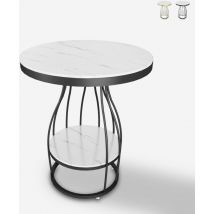 Table basse ronde 50x63cm en métal doré noir et marbre Neep xl - Noir