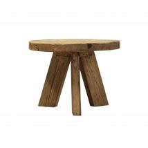 Table basse ronde 60 cm en bois massif recyclé 3 pieds - CHALET