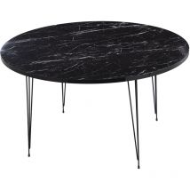 Fijalo - Table Basse Ronde Bois/Métal +72258 Effet Marbre Noir °89X45 Cm, ​​Epaisseur :1,8 Cm