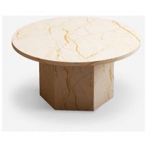 Table basse ronde contemporaine de 80cm pour salon effet marbre Deki