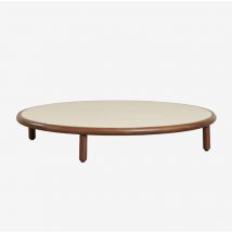 Table basse de jardin ronde Olivia en bois d'acacia Sklum Beige Semoline Ø100 cm