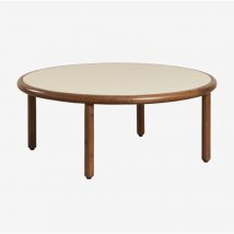Table basse de jardin ronde Olivia en bois d'acacia Sklum Beige Semoline Ø80 cm