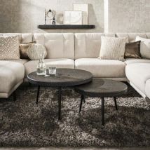 Pier Import - Table basse ronde effet métal vieilli (lot de 2) ralf