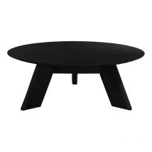 Meubletmoi - Table basse ronde en bois noir D.90 cm avec 3 pieds inclinés - zara