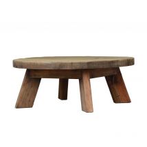 Table basse ronde 90 cm en bois massif recyclé et 4 pieds - chalet