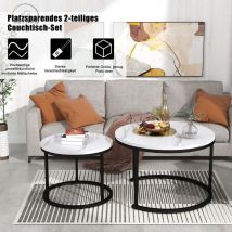 Table basse ronde, ensemble de 2 tables basses, table basse ronde emboîtable pour salon, 2 tables d'appoint rondes