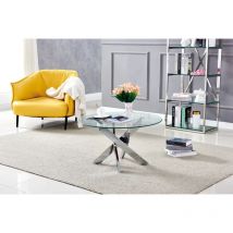 Homy France - Table Basse Ronde Jessy Chrome Transparent