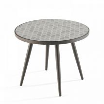 Table basse ronde de jardin en acier noir plateau en céramique - Tivoli