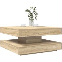 Torana - Table basse rotative à 360 degrés chêne sonoma 70x70x34,5 cm