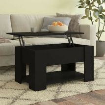 Le Poisson Qui Jardine - Table Basse Salon. Noir. Plateau Relevable. Grand Espace de Rangement - Noir