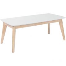 Miliboo - Table basse rectangulaire scandinave blanc et bois clair massif L105 cm leena