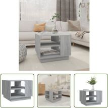 The Living Store Table basse sonoma gris 55x55x43 cm bois d'ingénierie - Table Basse - Table D'appoint - Mobilier De Salon - Table En Bois - Table