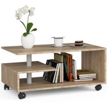 Abamihome - Table à café akord sur roulettes vini Chêne Sonoma 90 cm couleur Chêne Sonoma 90x51x40 cm