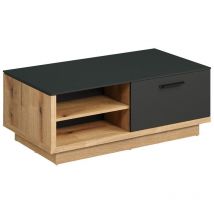Table Basse Synnax, Panneau Aggloméré Mélaminé, Anthracite, Marron, 110x42x60 cm