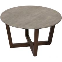 Décoshop26 - Table basse table d'appoint en bois et hdf diamètre 80 cm aspect béton cadre foncé 040008462