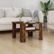 Table basse Table d'appoint pour Salon Chambre - Chêne fumé 60x60x42 cm Bois d'ingénierie BV557608 Bonnevie