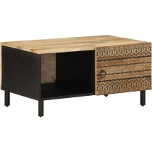 Table basse, Table de salon, Bout de canapé noir 80x50x40 cm bois de manguier massif brut WFE937812 Maison Chic