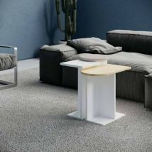 Toscohome - Table basse Tris en blanc et chêne et moka clair Mund