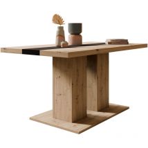 Mobilier1 - Table basse Tucson 147, Chêne Artisan + Noir, 53x60x110cm, Diamètre: 0, Stratifié, Angulaire