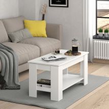 Table basse Lorenz, Blanc, 100 x 50 cm avec fonction d'élévation Vicco