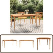 Table Batavia 150x90x75 cm Bois de teck solide - Table De Jardin - Table En Bois - Table Teck - Meubles De Jardin - Décoration Extérieur