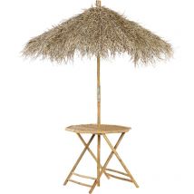 Table Bistro en Bambou avec Parasol Pliant pour Intérieur et Extérieur Molise