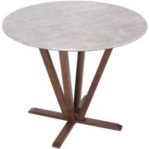 Décoshop26 - Table bistro table à manger en bois diamètre 92 cm hdf aspect béton structure marron 040008483