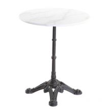 Table bistrot ronde en marbre blanc et métal noir L60 cm conty