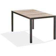 Dcb Garden - boston - Table de jardin en alu anthracite plateau en polywood imitation bois