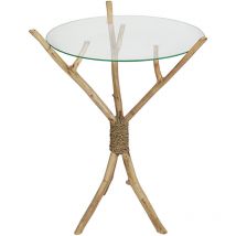 Table branches de teck Redda avec verre