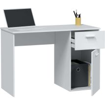 Vmo Home - Table De Bureau Just Desk Couleur Blanche Bureau D'Étude Pour Jeunes 1 Tiroir 1 Porte 73x108x50