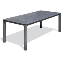 Parisgarden - camargue - Table de jardin 8 places alu anthracite plateau céramique sur verre - paris garden