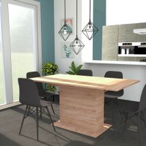 Le Quai Des Affaires - Table à manger carla + 1 rallonge - 10 personnes / Décor Chêne Blanchi/ 160x90x77