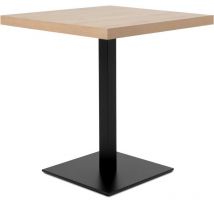 Finori - Table a manger seule quadrato - 4 personnes - Mélaminé chene et noir - L70 x H75 x P70 cm