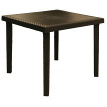 Grand Soleil - Table carrée dans l'effet Boheme de rotin en résine Black - Black