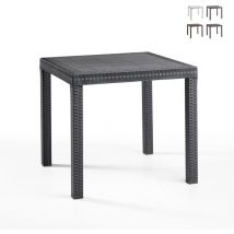 Tableau carré 80x80 cm du jardin extérieur en osier imprimé avec des jambes réglables et un trou central pour le parapluie de la NASA Black - Black