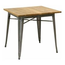 Aubry Gaspard - Table carrée industrielle en métal et bois d'orme huilé