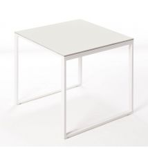 Table ceramique Smart White Frost 75x75x75cm Blanc, adaptée pour intérieur et exteriéur, surface porcelanique et structure en acier SmarTile