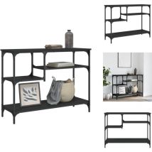 Table console avec étagères noir 100x35x75 cm - Table Basse - Table D'appoint - Meuble D'entrée - Table Console - Mobilier Industriel