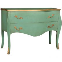 Table console en bois avec finition sarcelle antique