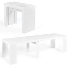 Table console extensible orlando 14 personnes 300 cm bois blanc