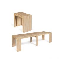 Table console extensible orlando 14 personnes 300 cm bois façon hêtre