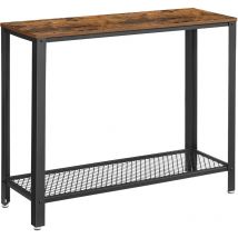 Console Tafel met Vintage Look - Hoge Bijzettafel 101,5 x 80 cm Hoog - Zwart en Vintage Bruin