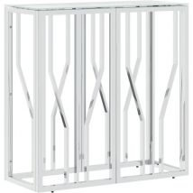 Décoshop26 - Table console meuble d'entrée 70 x 30 x 70 cm acier inoxydable argenté et verre trempé DEC031564