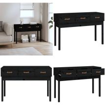 Table console Noir 114x40x75 cm Bois massif de pin - Table Basse - Meuble De Rangement - Table D'appoint - Table Entrée - Table Console - Home &