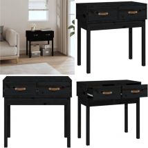 Vidaxl - Table console Noir 76,5x40x75 cm Bois massif de pin - Table Basse - Meuble De Rangement - Table D'appoint - Table Entrée - Table Console