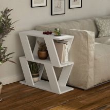 Cotecosy - Table d'Appoint Blanche avec Étagère, 60x57x22 cm, Pour Salon ou Chambre d'Enfant