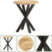 The Living Store Table d'appoint 48x48x56 cm Bois de manguier massif - Table Basse Industrielle - Table D'appoint Bois - Meuble Design - Table