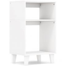 Table d'appoint à 3 niveaux table de chevet avec etagères de rangement pieds surélevés et structure stable table d'appoint 65 cm etroite blanc