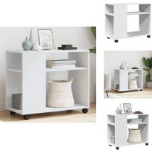 Table d'appoint avec roues blanc 70x35x60 cm bois d'ingénierie - Table D'appoint - Tables D'appoint - Table D'appoint Sur Roulettes - Table D'appoint